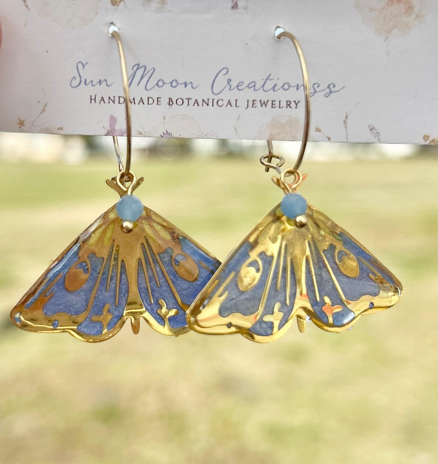 Gold and Blue Moth Hoops