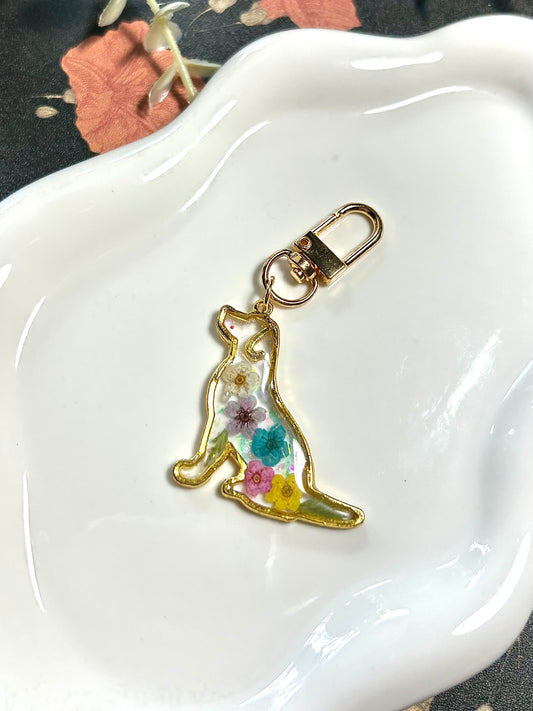 Floral Dog Keychain in Multi-Color