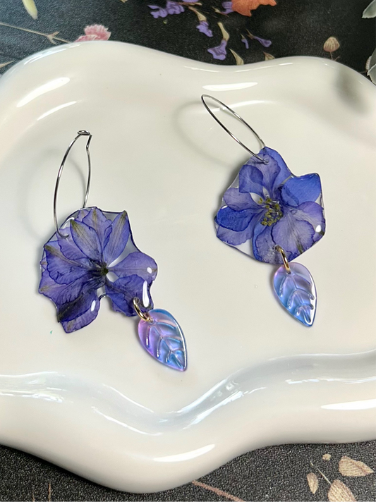 Larkspur Hoops With Glass Bead Accent