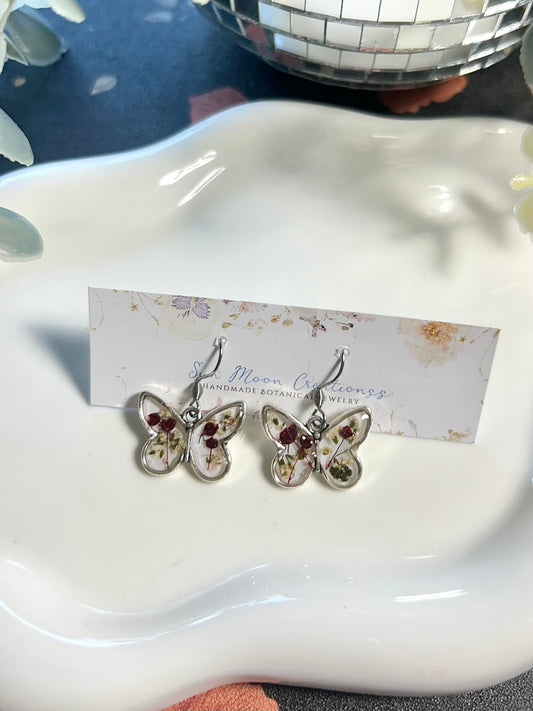 Mini Butterfly Dangles  - white, burgundy, yellow