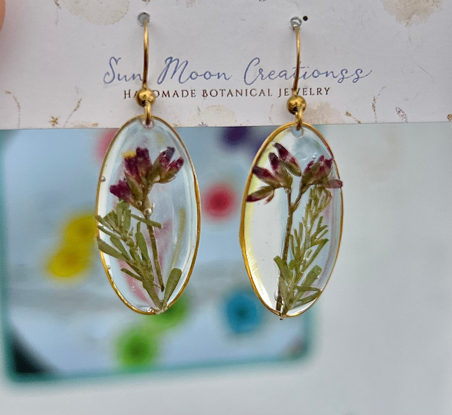 Round Limonium Flower Dangles in Gold