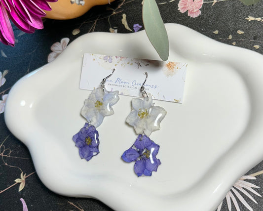 Two Tier Larkspur Dangles in Silver