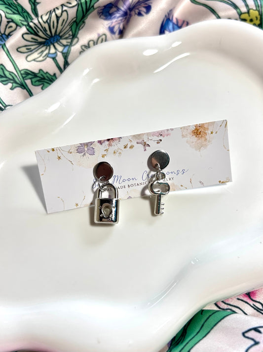 Tiny Lock and Key Earrings