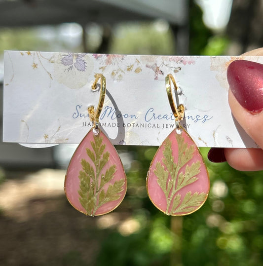 Fern Teardrop Dangles in Gold