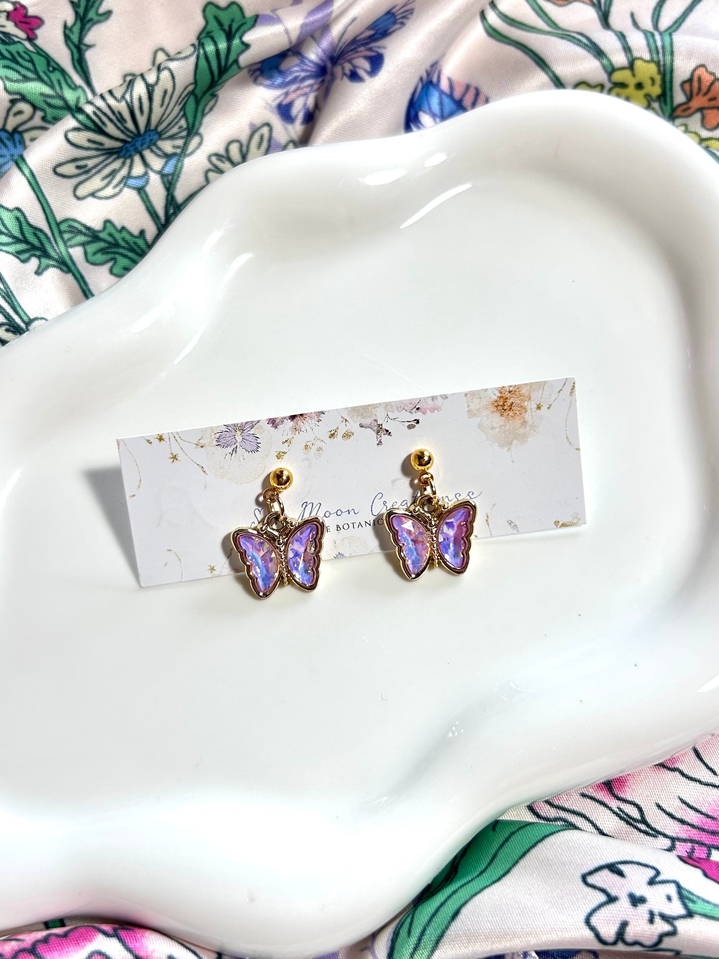 Pink Iridescent Butterfly Stud Post Earrings