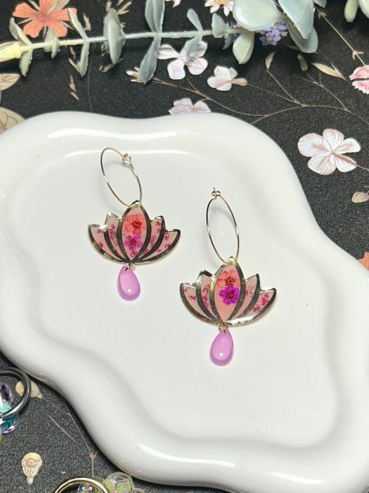 Pink Lotus Hoops