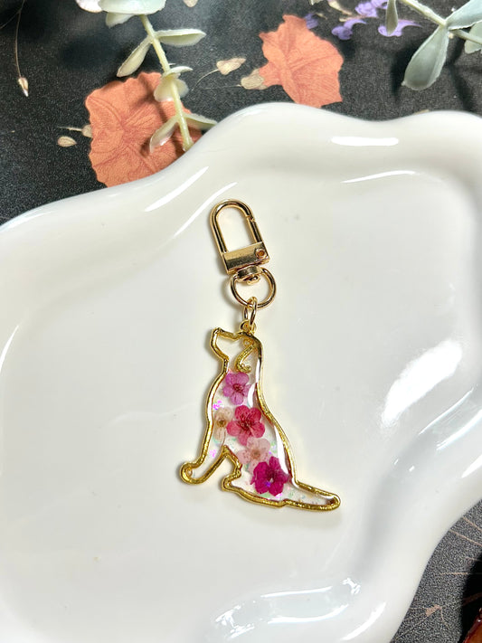 Floral Dog Keychain in Pink,Red