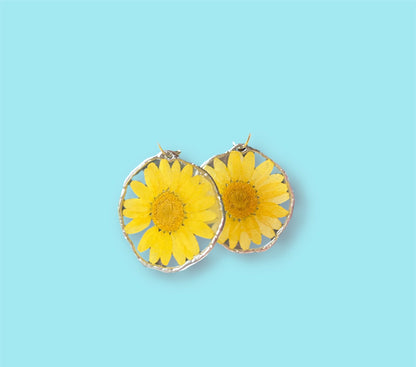 Real Flower Daisy Hoops (pick your color)