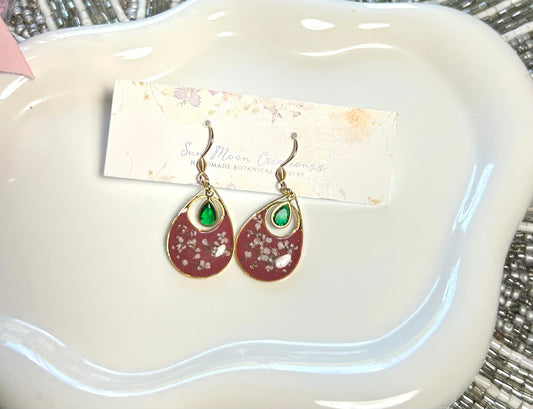 Holiday Red and Green Floral Drops in gold