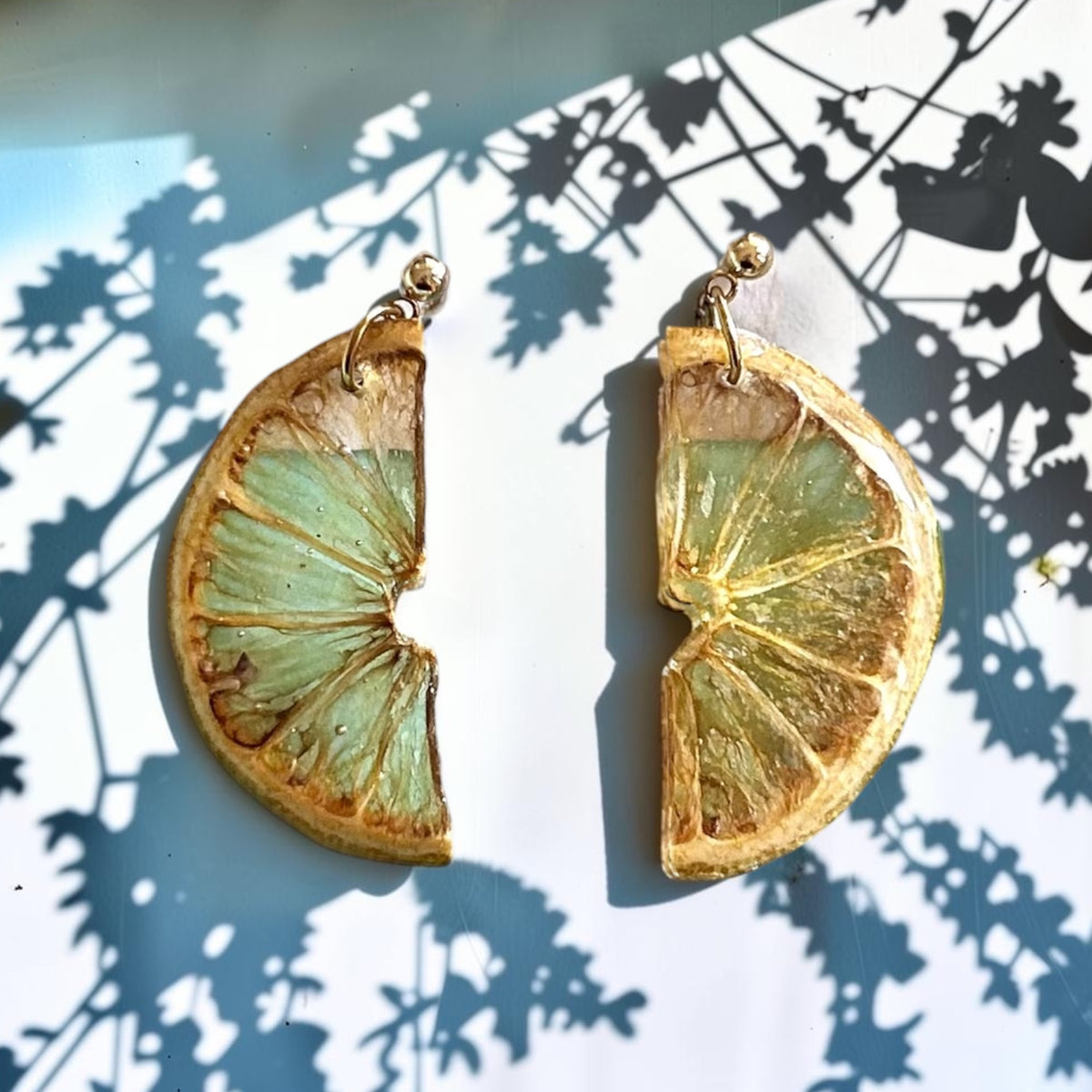 Lemon Half Real Fruit Earrings