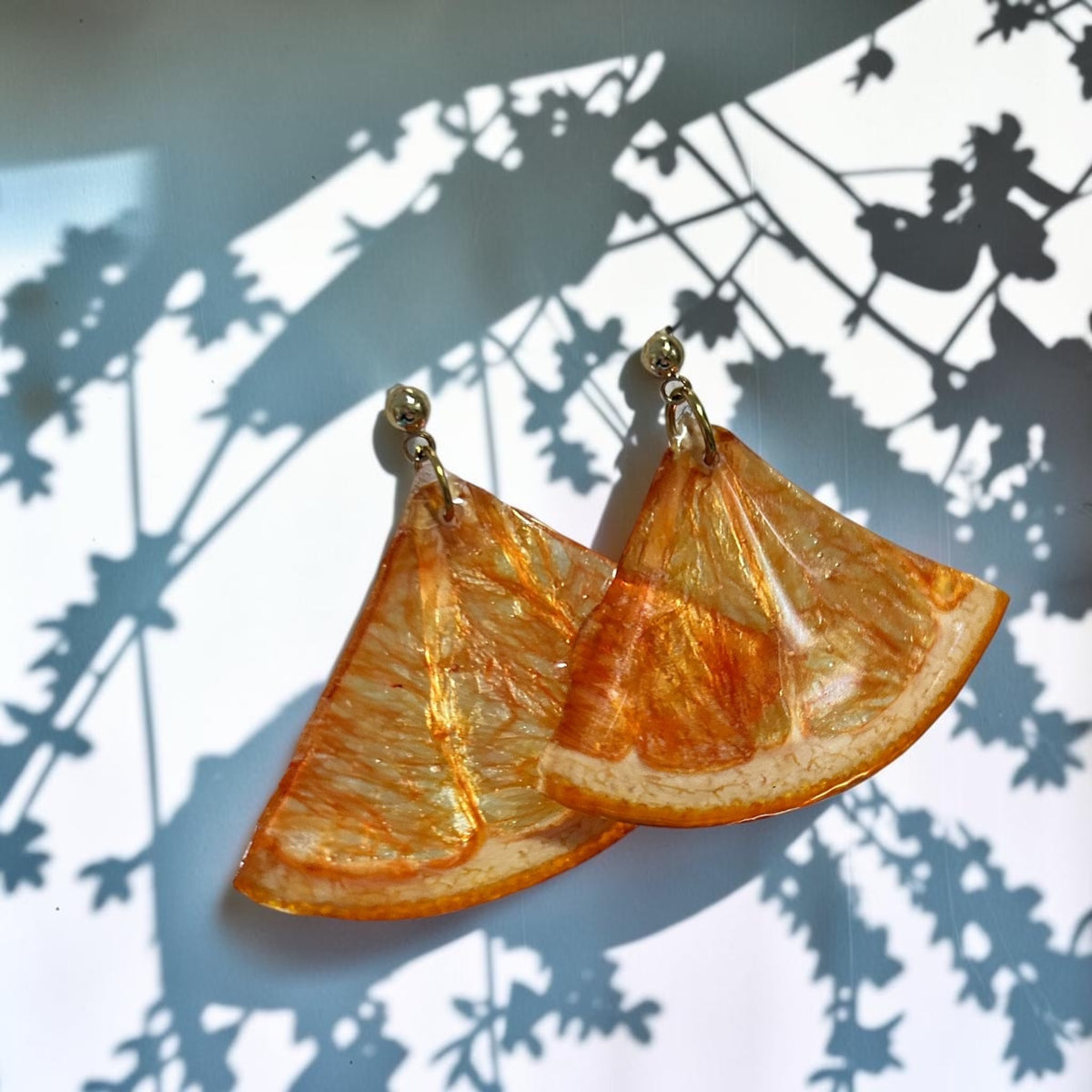 Grapefruit Slice Real Fruit Earrings