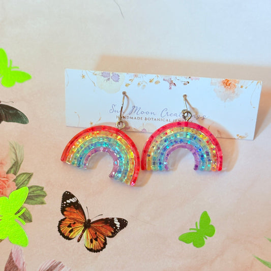 Sparkly Rainbow Silver Dangles
