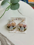 Natural Pink Rose Round Earrings