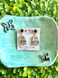 Floral Ghost Earrings Purple Flowers