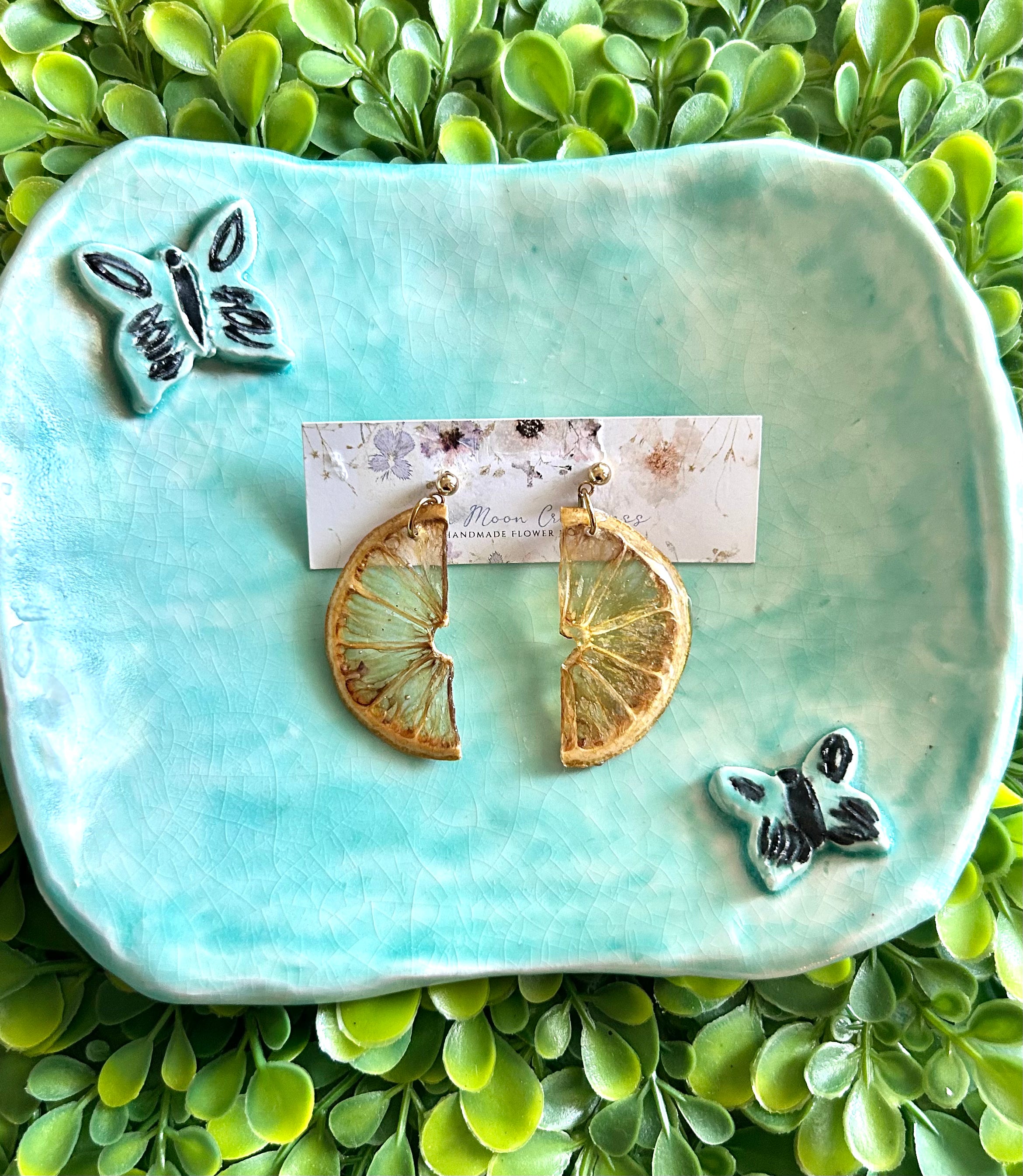 Lemon Half Real Fruit Earrings