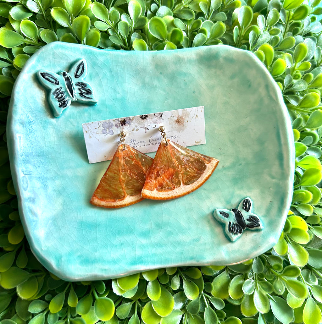 Grapefruit Slice Real Fruit Earrings