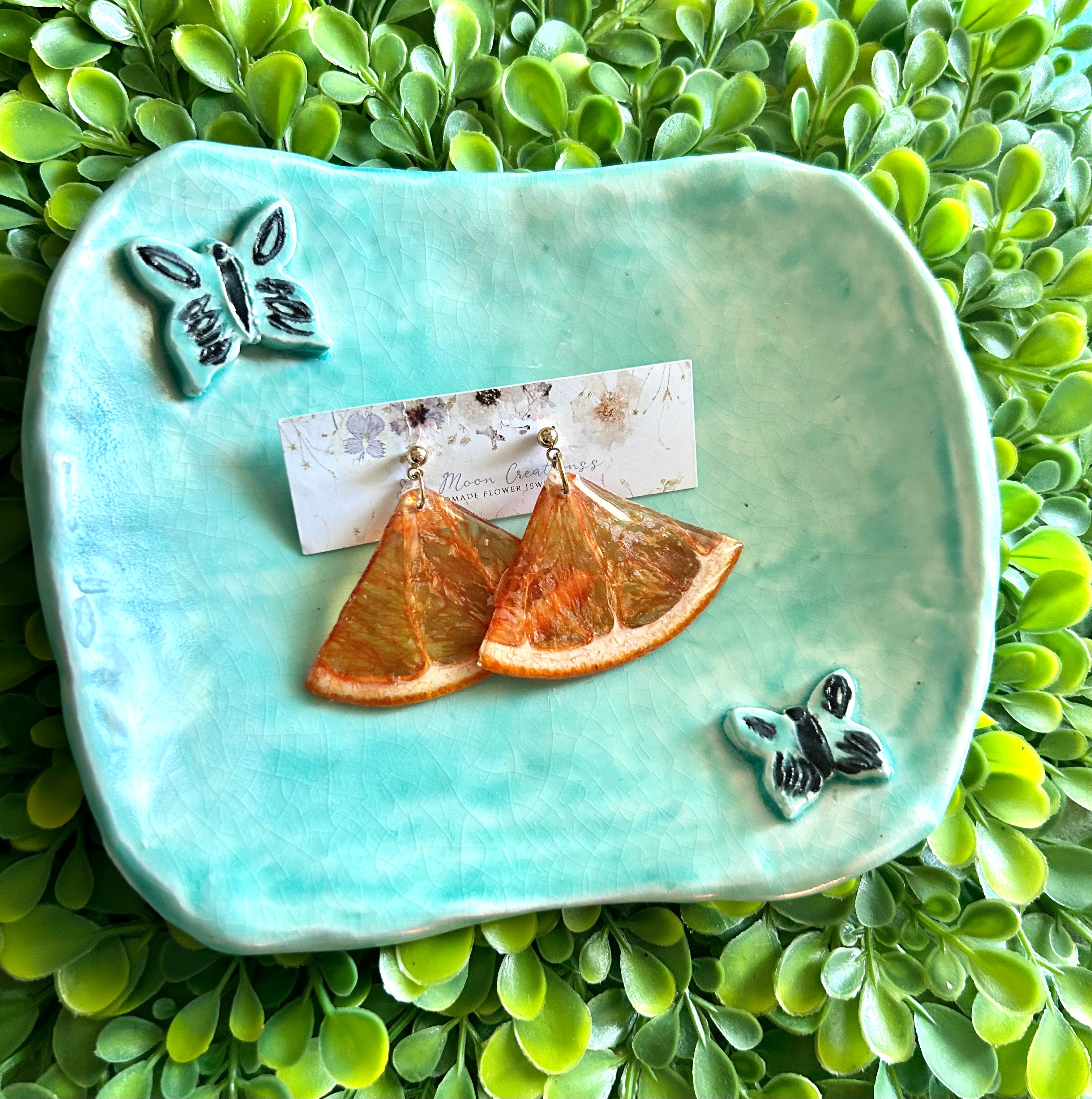 Grapefruit Slice Real Fruit Earrings