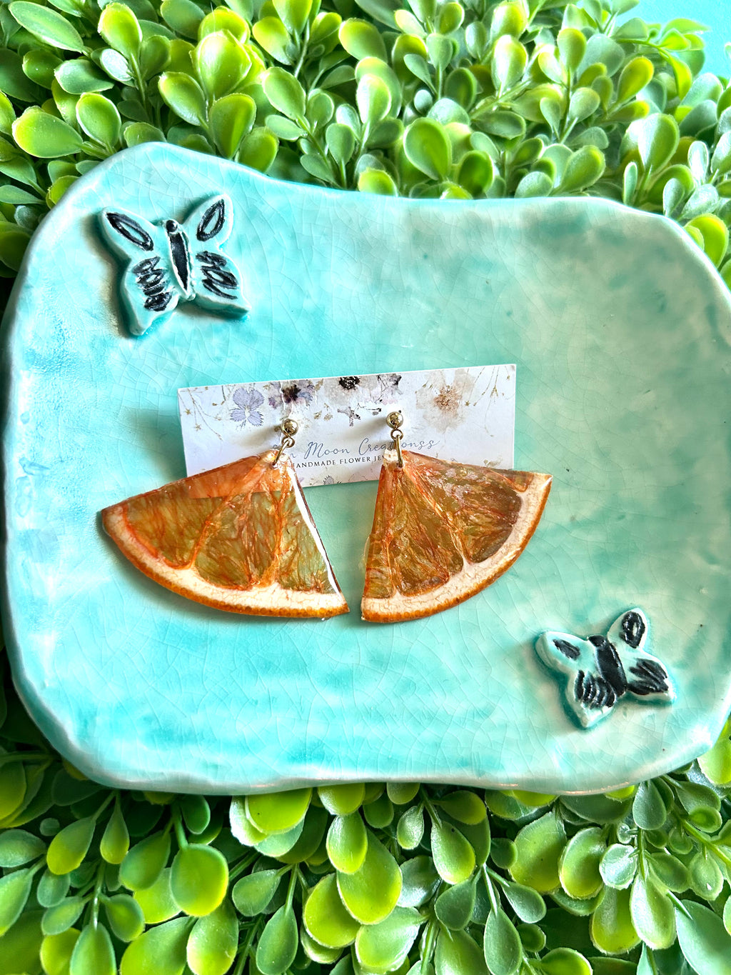 Grapefruit Slice Real Fruit Earrings