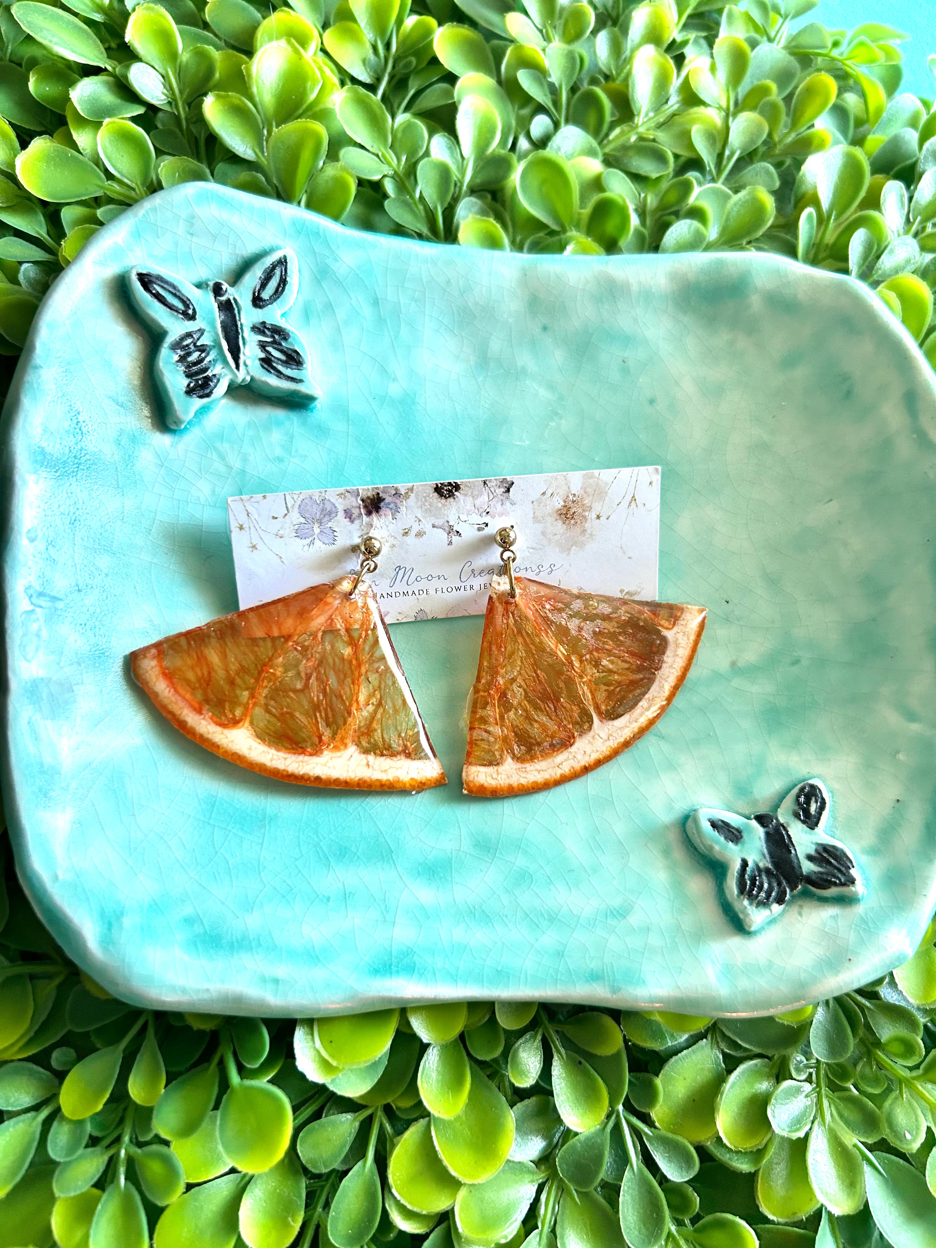 Grapefruit Slice Real Fruit Earrings
