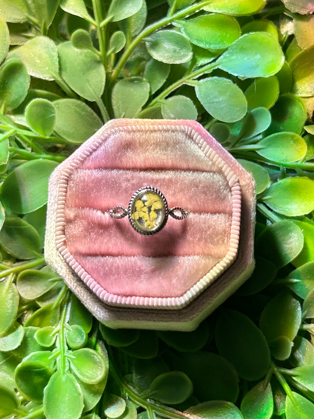 Yellow Flowers Ring in Silver
