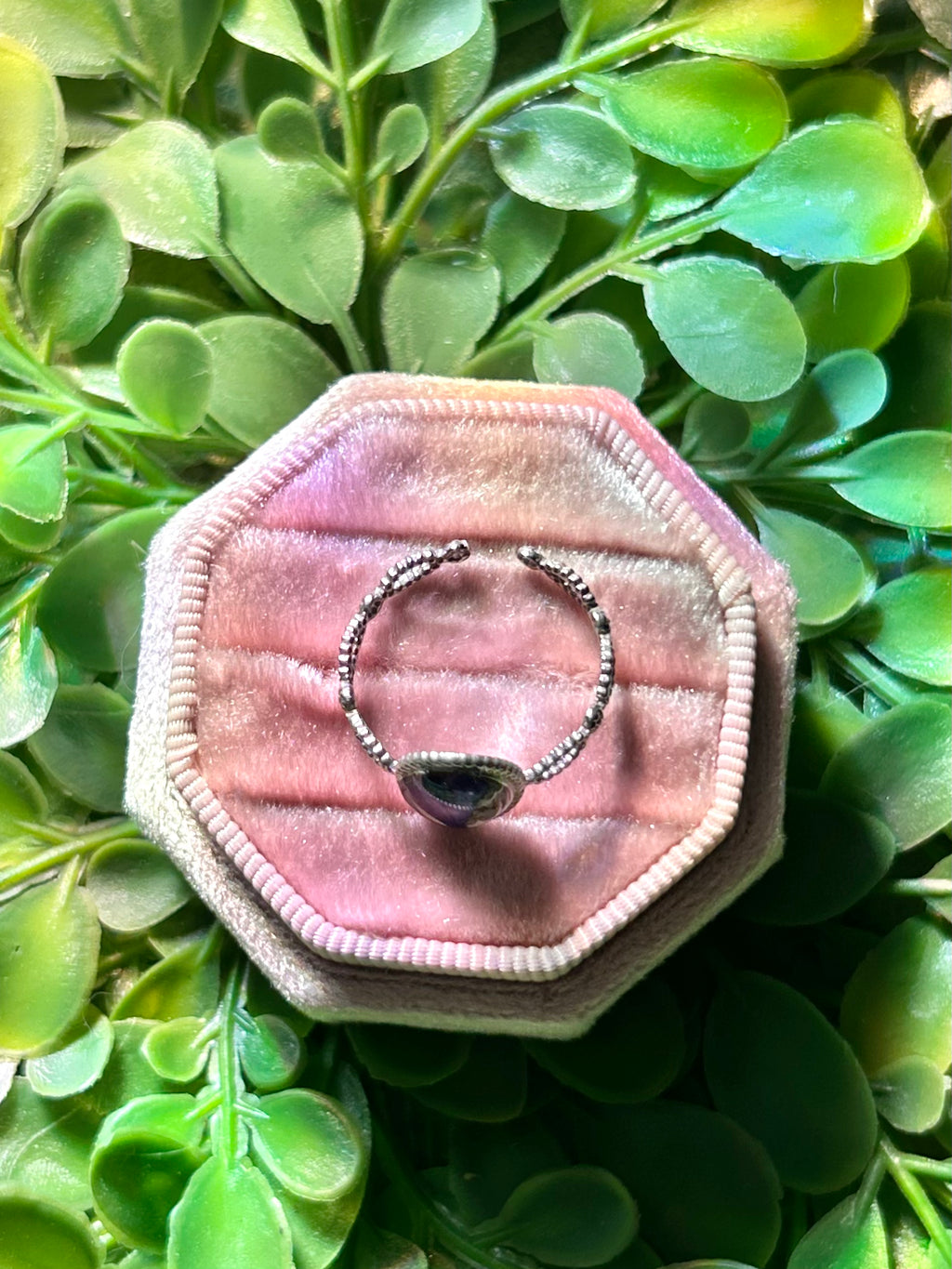 Navy Blue Flower Ring in Silver