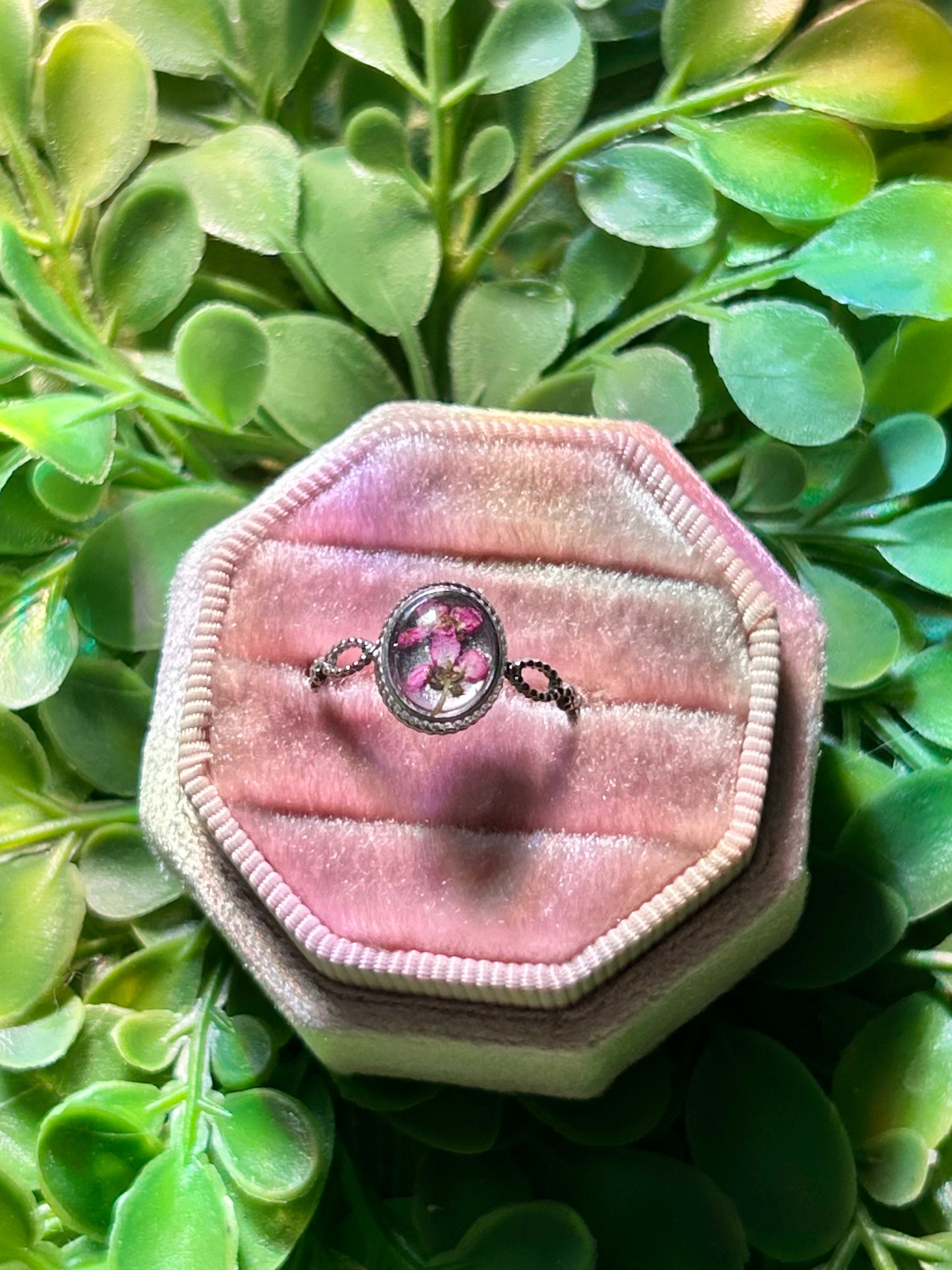 Fuchsia Flower Ring in Silver